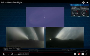 Two boosters in the midst of wide U turns. Think ahead: are they going to land simultaneously?