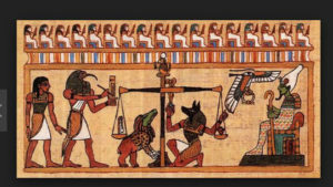 Egyptian 'weighing of the heart' ceremony. Lotsa lies meant a 'heavy heart.' 