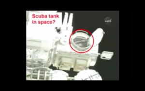 Yep, that's a scuba tank... in space...